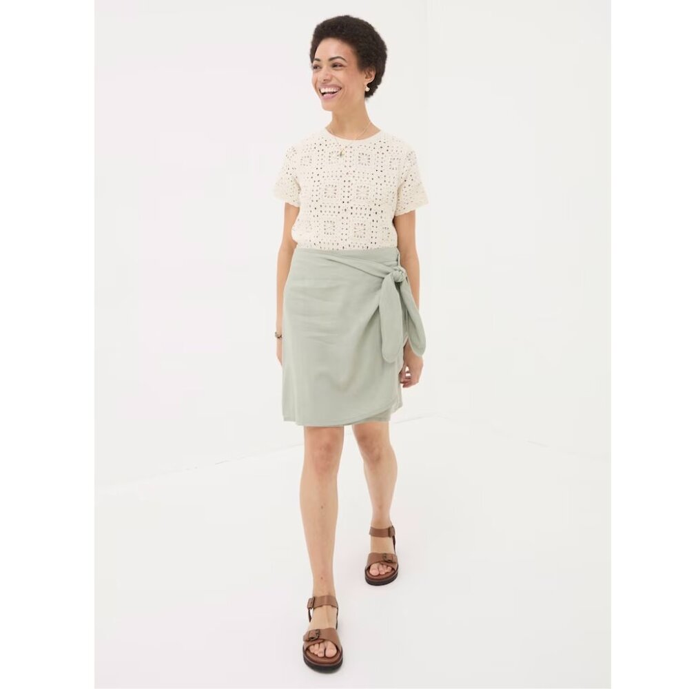 NEW Fat Face Patchwork Crochet Cream Short Sleeve Top Size 14 - Picture 3 of 14
